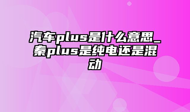 汽车plus是什么意思_秦plus是纯电还是混动