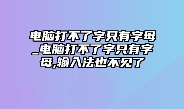 电脑打不了字只有字母_电脑打不了字只有字母,输入法也不见了