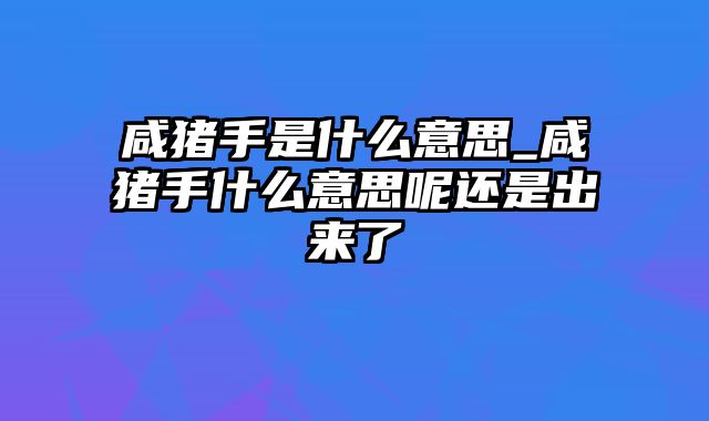 咸猪手是什么意思_咸猪手什么意思呢还是出来了