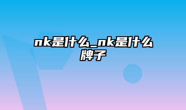 nk是什么_nk是什么牌子