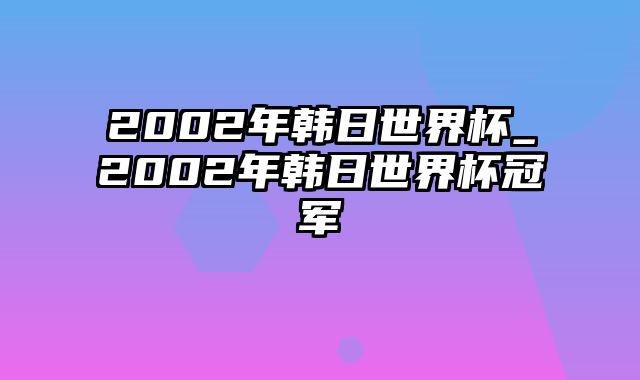 2002年韩日世界杯_2002年韩日世界杯冠军