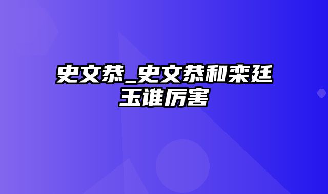 史文恭_史文恭和栾廷玉谁厉害