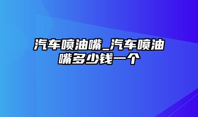 汽车喷油嘴_汽车喷油嘴多少钱一个