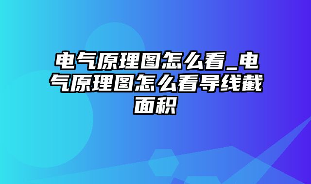 电气原理图怎么看_电气原理图怎么看导线截面积