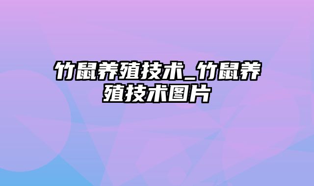 竹鼠养殖技术_竹鼠养殖技术图片