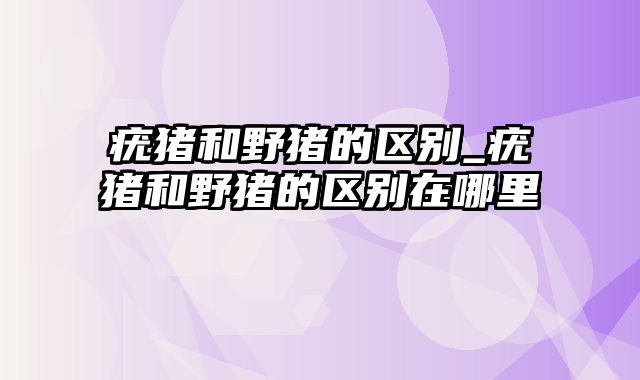 疣猪和野猪的区别_疣猪和野猪的区别在哪里