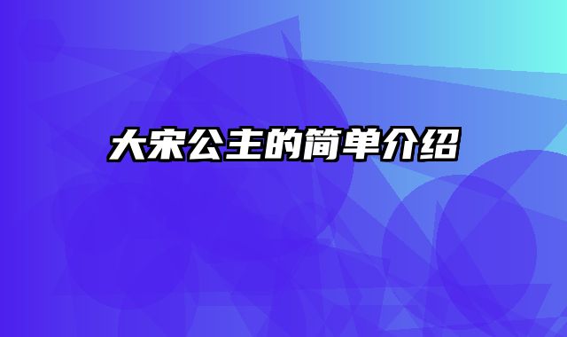 大宋公主的简单介绍