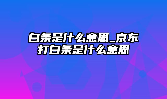 白条是什么意思_京东打白条是什么意思