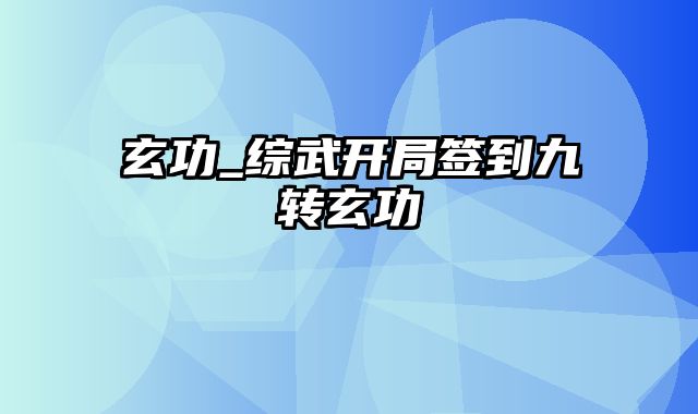 玄功_综武开局签到九转玄功