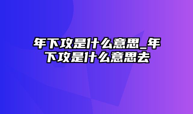 年下攻是什么意思_年下攻是什么意思去