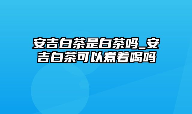 安吉白茶是白茶吗_安吉白茶可以煮着喝吗