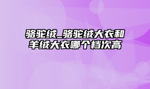 骆驼绒_骆驼绒大衣和羊绒大衣哪个档次高