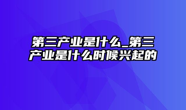 第三产业是什么_第三产业是什么时候兴起的