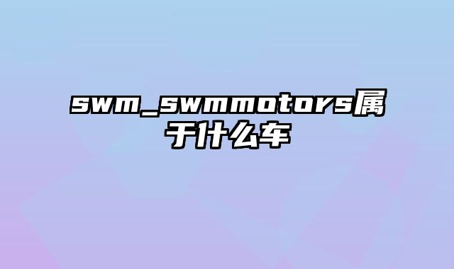 swm_swmmotors属于什么车