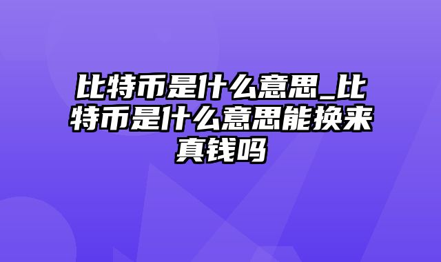 比特币是什么意思_比特币是什么意思能换来真钱吗