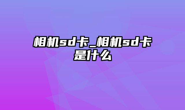 相机sd卡_相机sd卡是什么