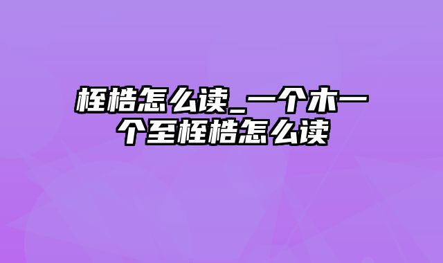 桎梏怎么读_一个木一个至桎梏怎么读