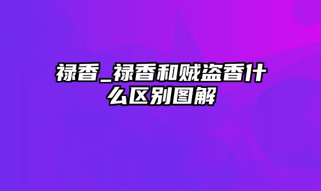 禄香_禄香和贼盗香什么区别图解