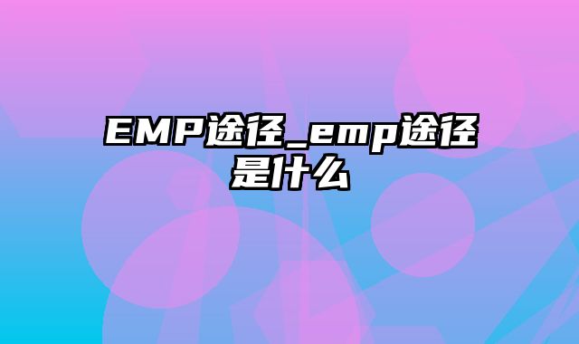 EMP途径_emp途径是什么