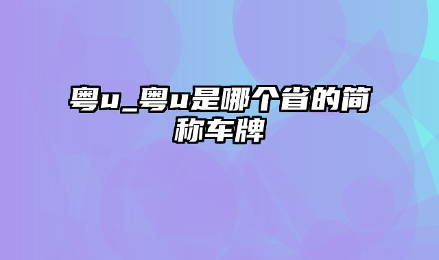 粤u_粤u是哪个省的简称车牌