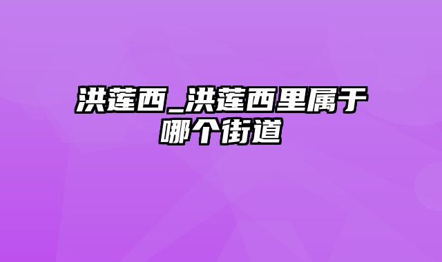 洪莲西_洪莲西里属于哪个街道