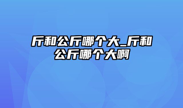 斤和公斤哪个大_斤和公斤哪个大啊