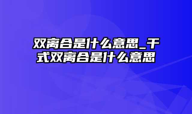 双离合是什么意思_干式双离合是什么意思