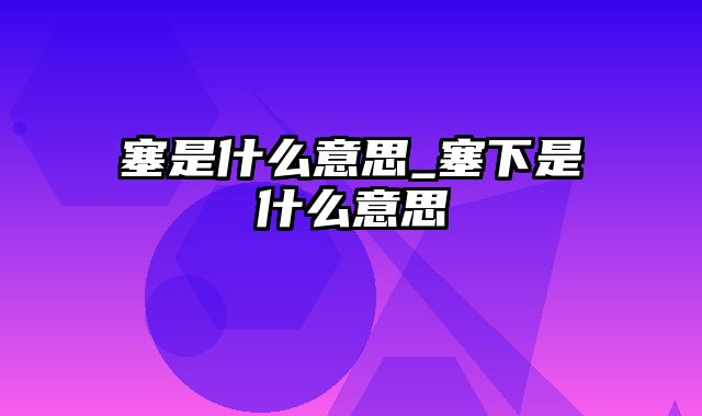 塞是什么意思_塞下是什么意思