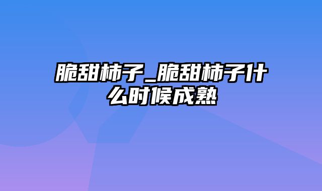 脆甜柿子_脆甜柿子什么时候成熟