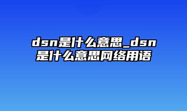 dsn是什么意思_dsn是什么意思网络用语