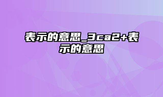 表示的意思_3ca2+表示的意思