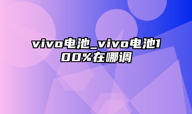 vivo电池_vivo电池100%在哪调