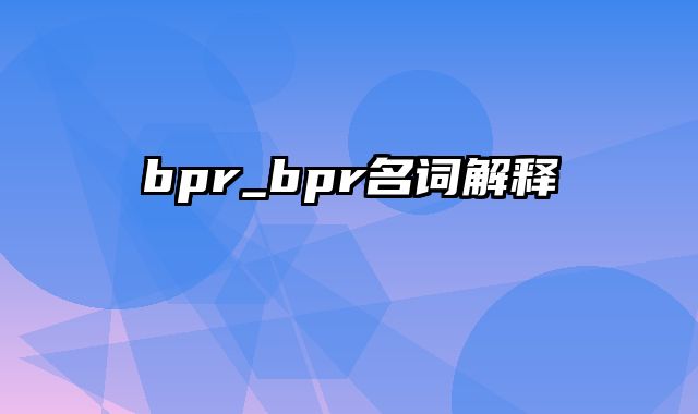 bpr_bpr名词解释