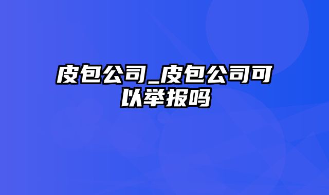 皮包公司_皮包公司可以举报吗