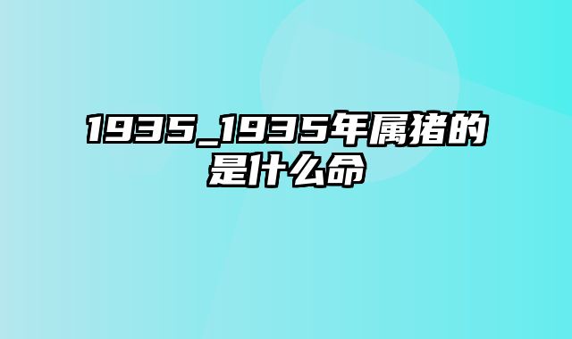 1935_1935年属猪的是什么命