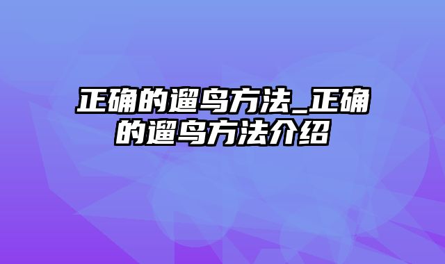 正确的遛鸟方法_正确的遛鸟方法介绍