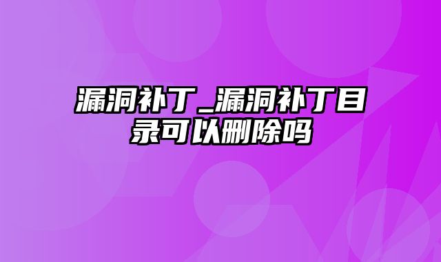 漏洞补丁_漏洞补丁目录可以删除吗