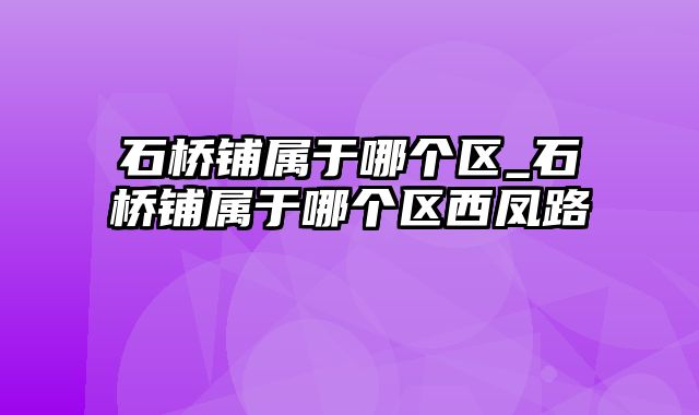 石桥铺属于哪个区_石桥铺属于哪个区西凤路