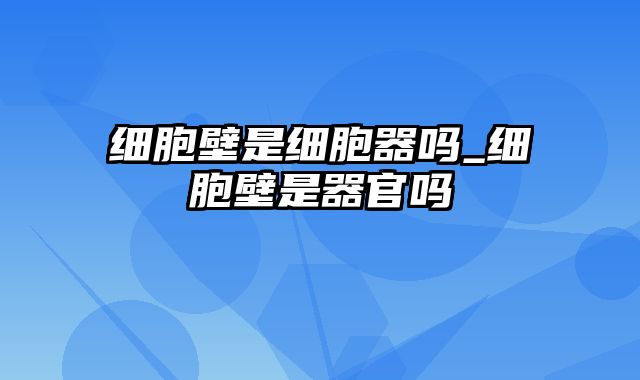 细胞壁是细胞器吗_细胞壁是器官吗