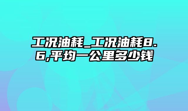 工况油耗_工况油耗8.6,平均一公里多少钱