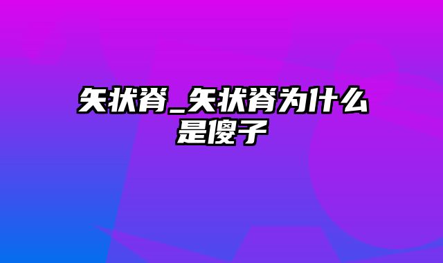 矢状脊_矢状脊为什么是傻子