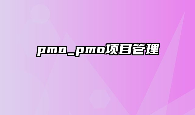 pmo_pmo项目管理