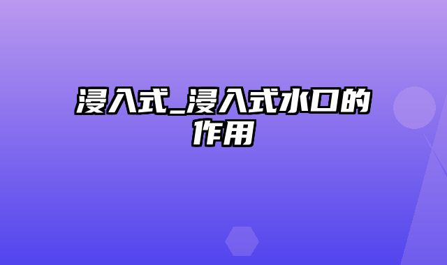 浸入式_浸入式水口的作用