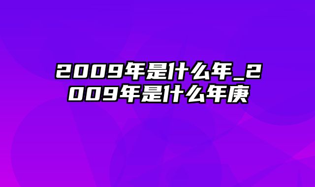 2009年是什么年_2009年是什么年庚