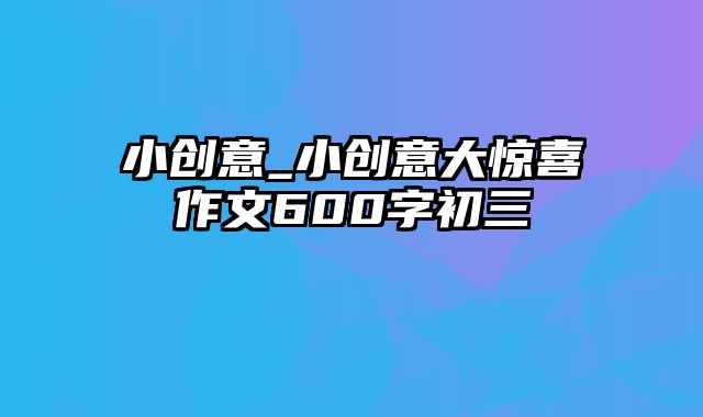 小创意_小创意大惊喜作文600字初三