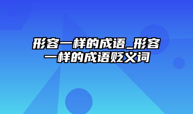 形容一样的成语_形容一样的成语贬义词