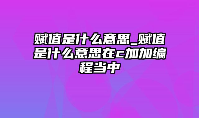 赋值是什么意思_赋值是什么意思在c加加编程当中