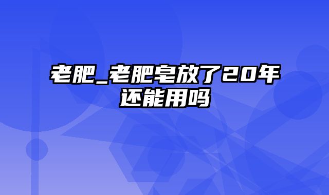 老肥_老肥皂放了20年还能用吗