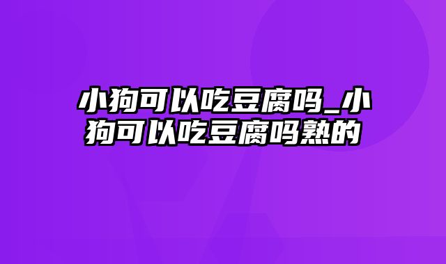 小狗可以吃豆腐吗_小狗可以吃豆腐吗熟的