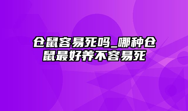 仓鼠容易死吗_哪种仓鼠最好养不容易死